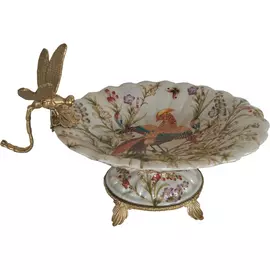 Чаша Glasar со стрекозой 27х15х13 см бежевая