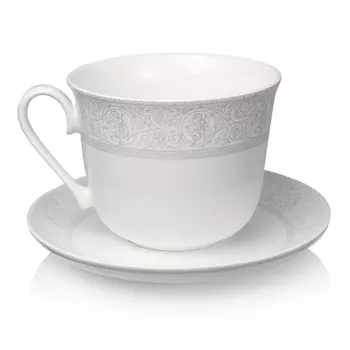 Чашка Джамбо Дионис-Грей 500 мл с блюдцем