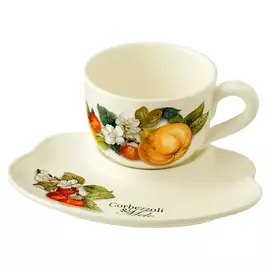 Чашка на блюдце-подносе Nuova cer s n c Итальянские фрукты 500 мл