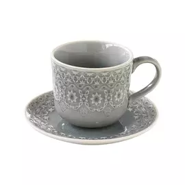 Чашка с блюдцем 0,3л серая ambiente Easy life