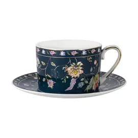 Чашка с блюдцем Anna Lafarg Primavera Флора 0,25 л синяя