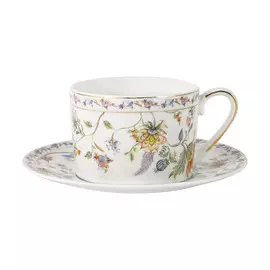 Чашка с блюдцем Anna Lafarg Primavera Флора 0,25 л белая