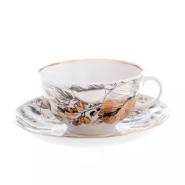 Чашка с блюдцем чайная, форма тюльпан - мой сад Лфз