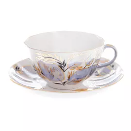 Чашка с блюдцем чайная, форма тюльпан - лунный Лфз