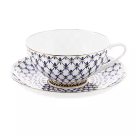 Чашка с блюдцем чайные куполь кобальтовая сетка Ифз