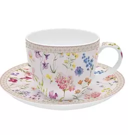 Чашка с блюдцем Easy life Цветочная симфония 200 мл