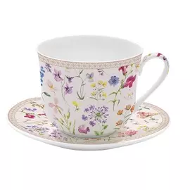 Чашка с блюдцем Easy life Цветочная симфония 400 мл