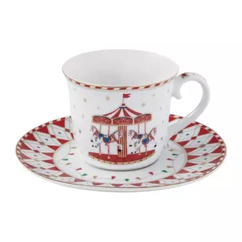 Чашка с блюдцем Easy life Рождественская карусель 0,2 л