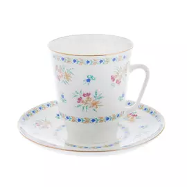 Чашка с блюдцем, форма майская - голубые колокольчики с отводкой Лфз