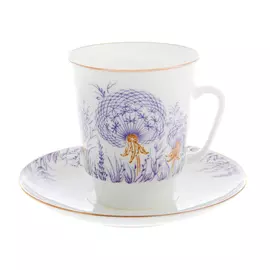 Чашка с блюдцем ЛФЗ , форма майская - одуванчики