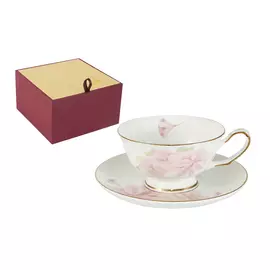 Чашка с блюдцем розовые цветы 0,2л Annalafarg