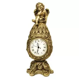 Часы каминные Royal Flame Фаберже с ангелом античная бронза