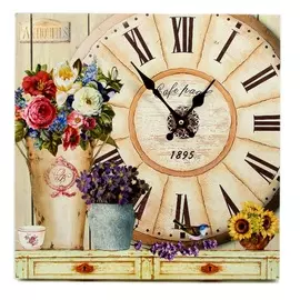 Часы летние Русские подарки цветы 40х40см
