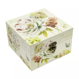 Часы в шкатулке F.s.m.h.d. цветочный принт, 15x16x10 см