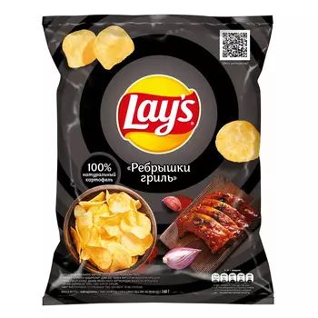 Чипсы картофельные Lays Ребрышки гриль 140 г