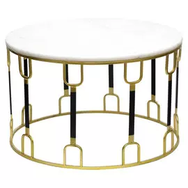 Cтолик кофейный Glasar с белым мрамором 67x67x42см