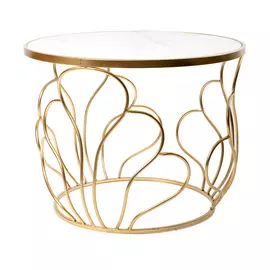 Cтолик кофейный с белым мрамором Glasar 60x60x45 см