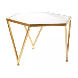 Cтолик кофейный с белым мрамором Glasar 69x60x42 см