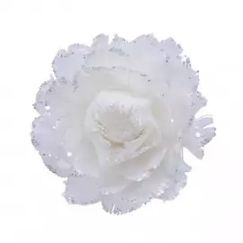 Цветок декор на клипсе Kaemingk 11x11x5 см белый
