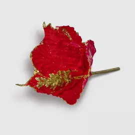 Цветок декоративный Due Esse Christmas 20 см красный с блестками