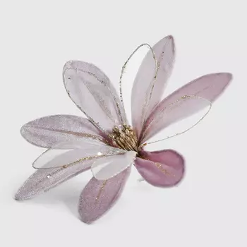 Цветок Due Esse Christmas лиловый на клипсе 18 см