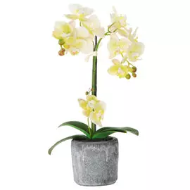 Цветок искусственный Fuzhou Light Орхидея желтая в горшке 42 см
