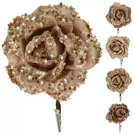 Цветок искусственный на клипсе Koopman NY 11x5x11 см шампань в ассортименте