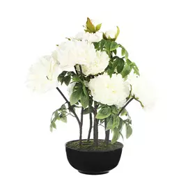 Цветок искусственный в горшке Colorful пион белый 62см