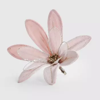 Цветок на клипсе Due Esse Christmas розовый 18 см