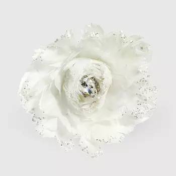 Цветок с клипсой James arts 66523376-1 белый 11х11х5 см