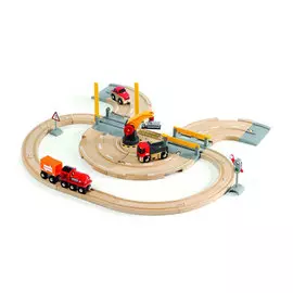 Деревянная железная дорога, переезд и кран Brio