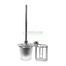 Держатель освежителя воздуха с туалетным ершом с крышкой (матовый хрусталь; хром) FBS Viz 059