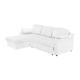 Диван ФС Надия натуральная кожа белый реверсивный угол 234x150x88