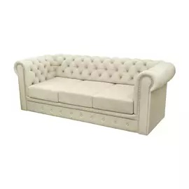 Диван ФС Никола натуральная кожа 210х95х80 молочный раскладной