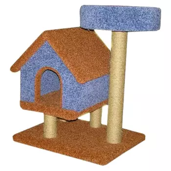 Домик для кошек Пушок Избушка с лежанкой ковролиновый 57x43x78 см