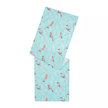 Дорожка Лён Наш Японская птица Бирюзовый 45х150 см