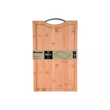 Доска разделочная Bergner бамбуковая, стальная ручка 40х25 см
