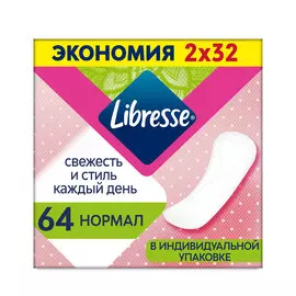 Ежедневные прокладки Libresse Dailyfresh Normal, 64 шт.