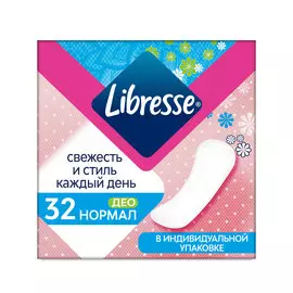 Ежедневные прокладки Libresse Dailyfresh Normal Deo, 32 шт.