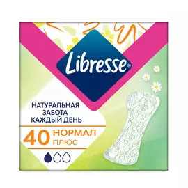 Ежедневные прокладки Libresse Natural Care Normal, 40 шт.