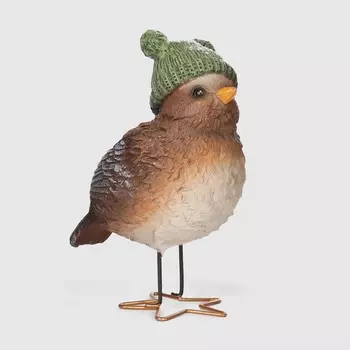 Фигура декоративная Delux Quanzhou Птичка в шапке коричневая 11х7х14 см