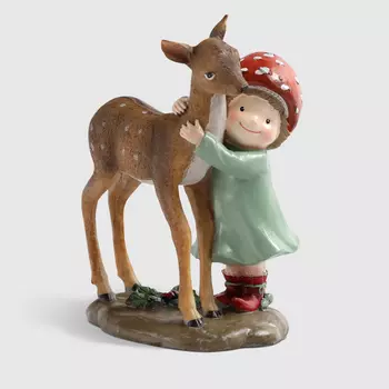 Фигура декоративная Teammann Девочка с оленем 13.6х9х17.2 см