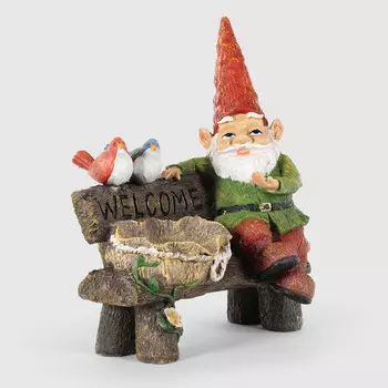 Фигура садовая Shimmer arts Гном на лавочке 33х21х39 см