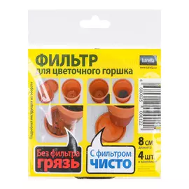 Фильтр для цветочного горшка 8см. 4шт./уп Lutrella
