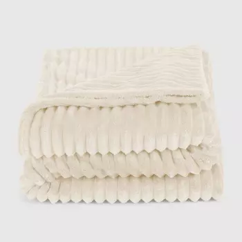 Флисовый плед Hyseas striped 200х220 см кремовый