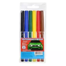 Фломастеры Hatber "Автомобили" 6 цветов