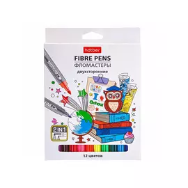 Фломастеры Hatber Duo двусторонние 12 цветов