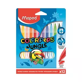 Фломастеры Maped Jungle смываемые 12 цветов