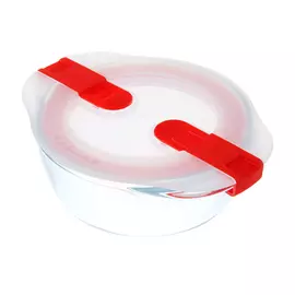 Форма для запекания и хранения круглая с пластиковой крышкой и зажимами по бокам 14х12см Pyrex