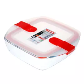 Форма для запекания и хранения квадратная с пластиковой крышкой и зажимами по бокам 20х17см Pyrex